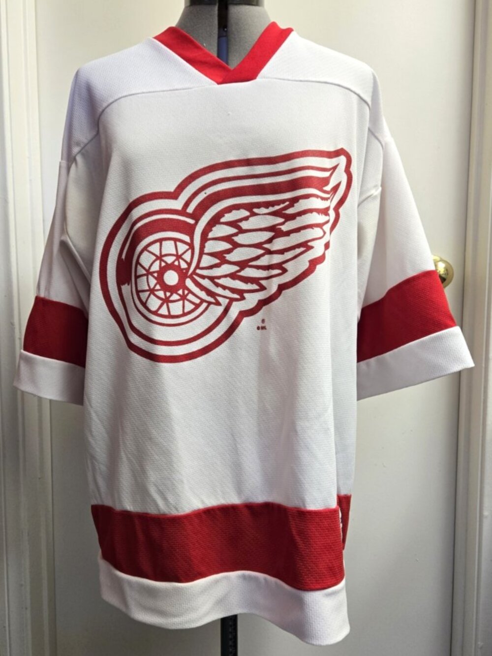VTG 90s Logo 7 Seven NHL Jersey Detroit Red Wings Shanahan #14 Size Large USA